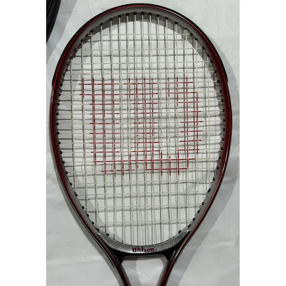Wilson Alpha Mid Tennis Racquet 4 1/2 L4 Maroon Black with Dunlop Carrying Case
